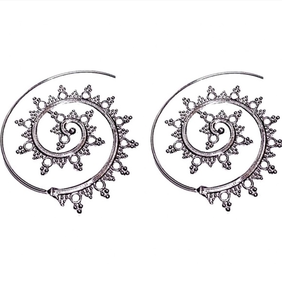 Silver Boho Embellished Ear Wires - Picture 4 of 6